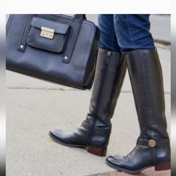 Tory Burch Shoes - Tory Burch Leather Black Preppy Bristol Equestrian Boot Country Boho Old Money 8